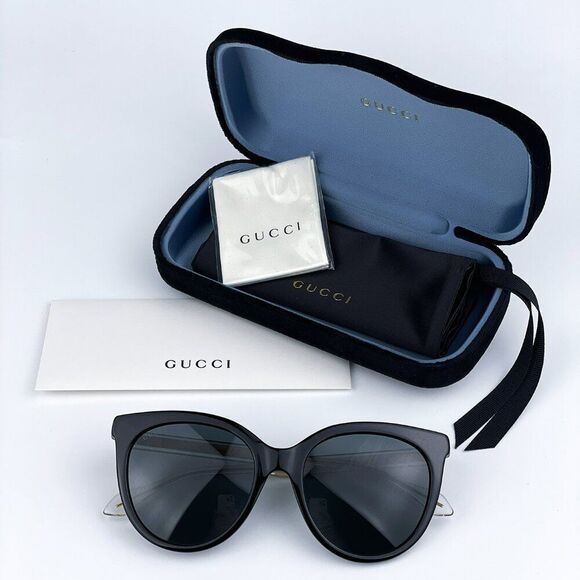 NEW GUCCI GG0565S 001 Black Crystal Grey Cat Eye Women Sunglasses - Picture 12 of 12